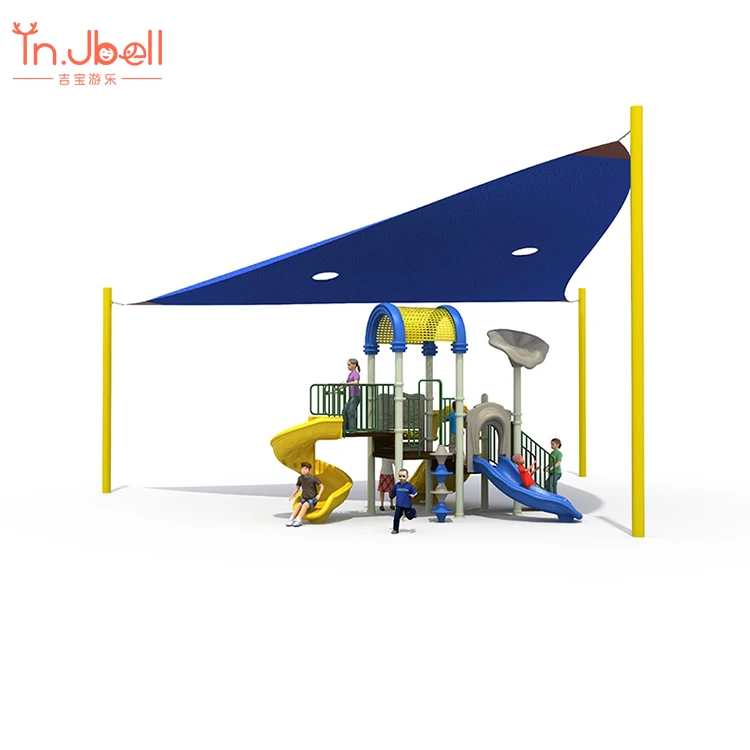 Hot Selling Children Playhouse Yellow Blue Plastic Slide Outdoor Playground with Swing for Sale