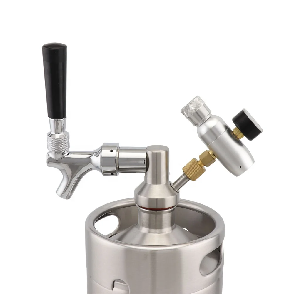 Mini Keg Spear Coupler Connector Dispenser Tap With Draft Beer Faucet Co2 Regulator Fit 2L 3.6L 5L Beer Growler