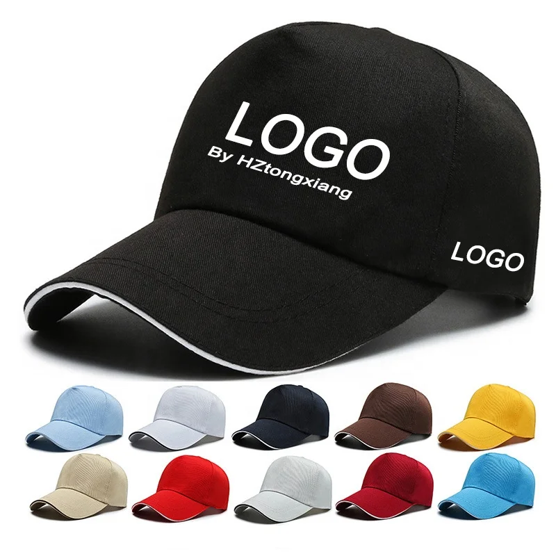Wholesale Custom Logo 5/6 Panel Sandwich Brim Baseball Caps With Metal Buckle
