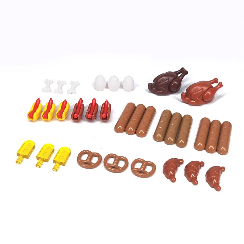 500-64 креативные блоки игрушки MOC parts Ресторан Фастфуд ветчина фруктовое мороженое яйца хлеб бургер 4282 2445 3832 (№ PA01415)