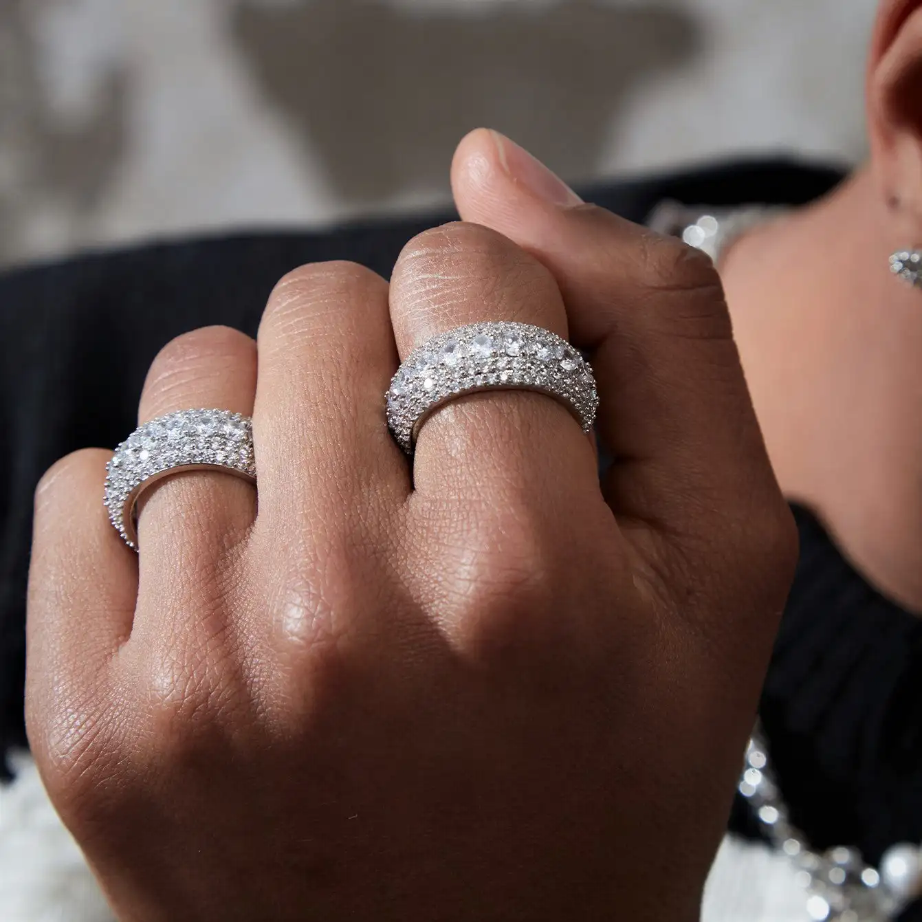 Кольцо с буквами на заказ VVS Moissanite 925 Серебряное украшение в стиле хип-хоп личное начальное письмо именные кольца