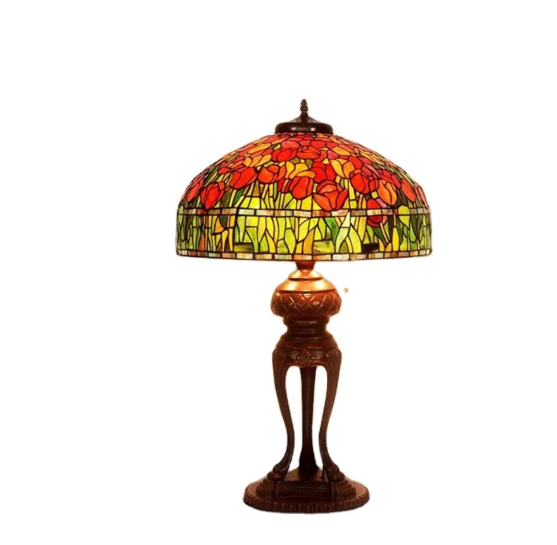 Hot Selling Tiffany Style Decorative Stained Glass Table Lamp for Home Bathroom Kitchen Hotel Solid Structure Tiffany Lighting