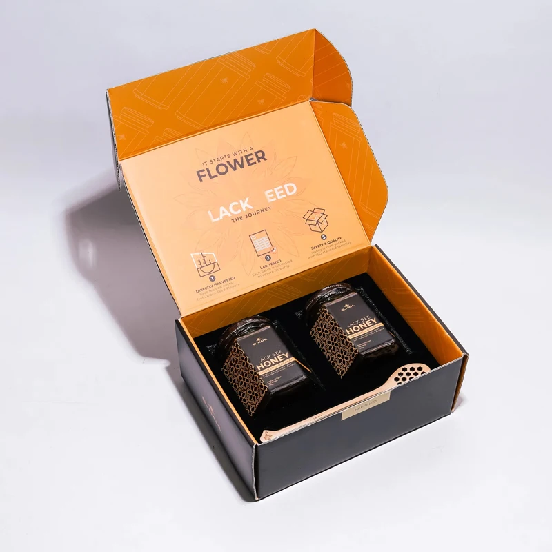 Custom honey jar luxury gift box logo air freight box recyclable protective glass bottle packaging mailing paper box