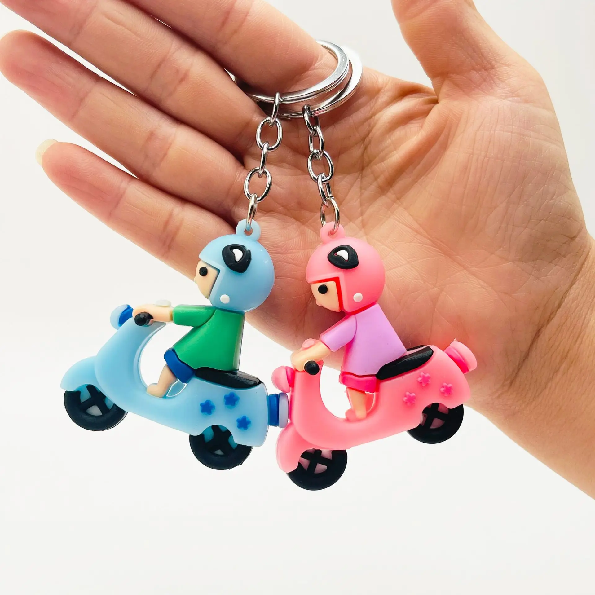 Cute Cartoon 3d Soft Rubber Car Keyring Bag Pendant Wholesale,motorbike car pvc keychain toy key tag student gift