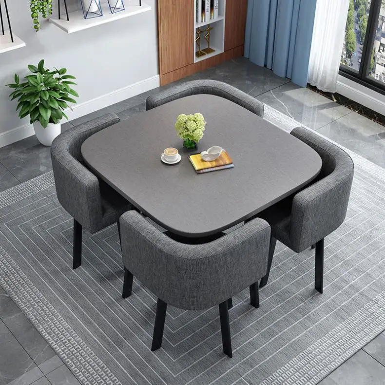 Modern Luxury Wood Kitchen Restaurant Tables And Chair Sets Room Furniture Small Round Marble Wooden Dining Table Set 4 Chairs