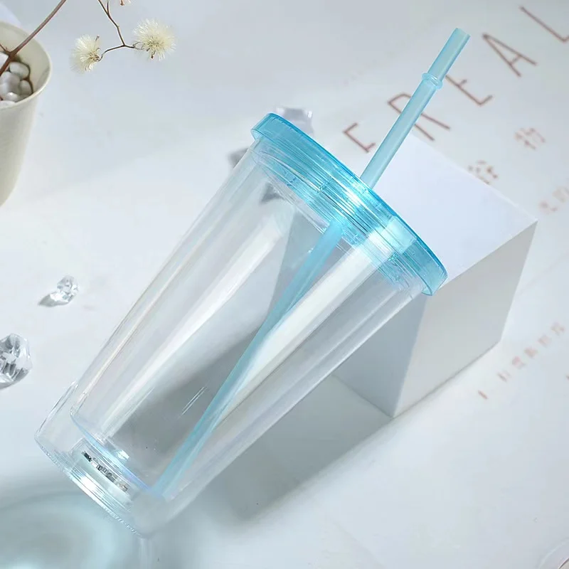 Высокое качество 16oz со светодиодной подсветкой стакан с двойными стенками Пластиковые Многоразовые кружки крышками и соломинки Led тумблер чашки
