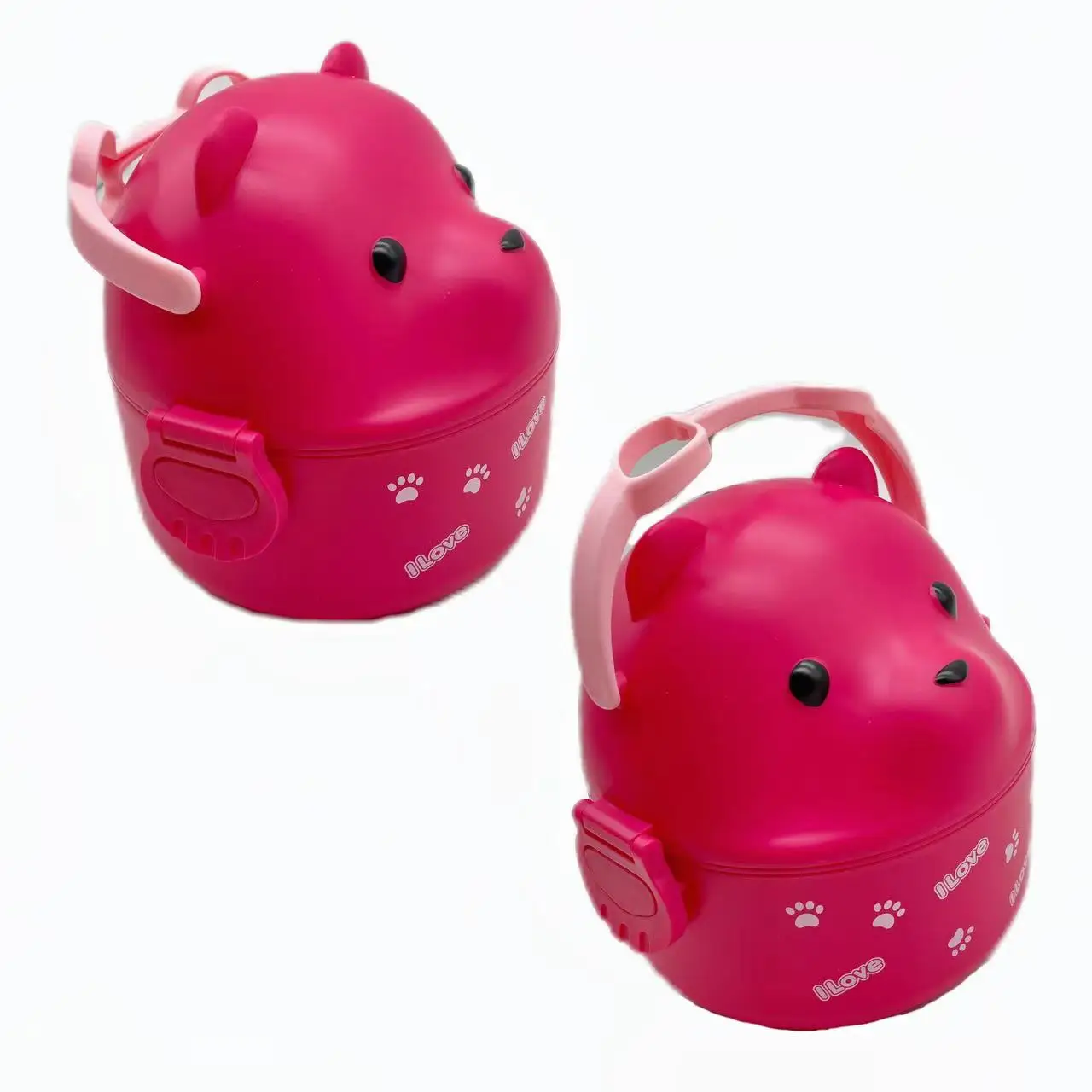 Wholesale Cartoon Glasses Bear Sealed Bento Box Plastic 2 Layer Lunch Box with Carrying Handle