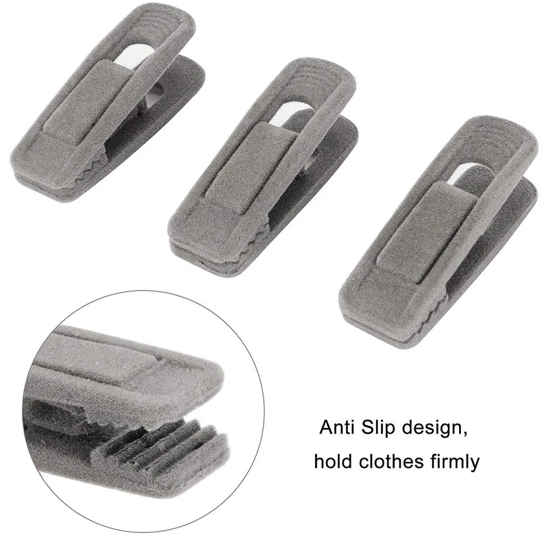 Velvet Hangers Clips 20 Pack, Grey Pants Hangers flocked Clips, Strong Finger Clips Perfect for clothespin