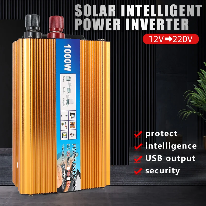 Factory directly sell golden shell color power inverter DcTo Ac 1000W inverter for home office use
