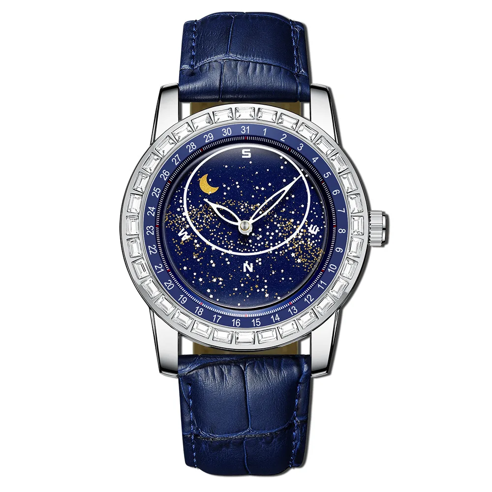BINBOND 8899 Wholesale Fashion Alloy Wrist Watch for Men Waterproof Luxury Starry Sky Diamond Watch OEM Quartz Watches Men
