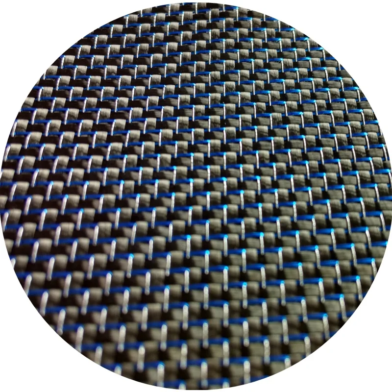 blue wire mixed with carbon fiber plain weave blue plain metallic thread