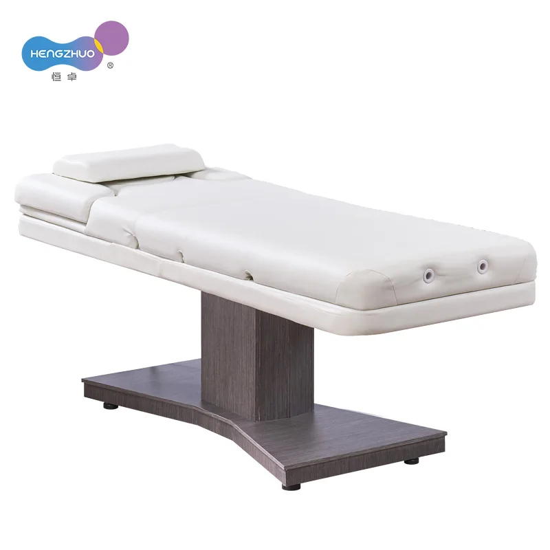 Modern Electric Adjustable Spa Bed Massage Table for Beauty Salon Tattoo Chair Wooden Base Furniture with 3 Detachable Pillows