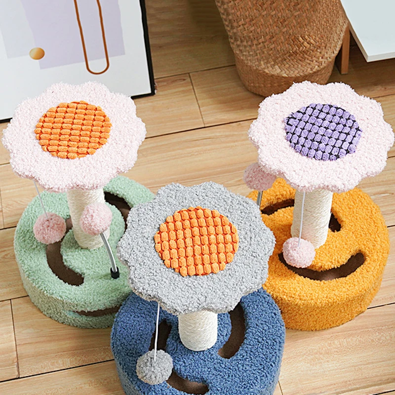Hot Selling Novelty High Quality Interactive Fluffy Sisal Flower-Shaped Wear-Resistant Simple Cat Scratch Tree
