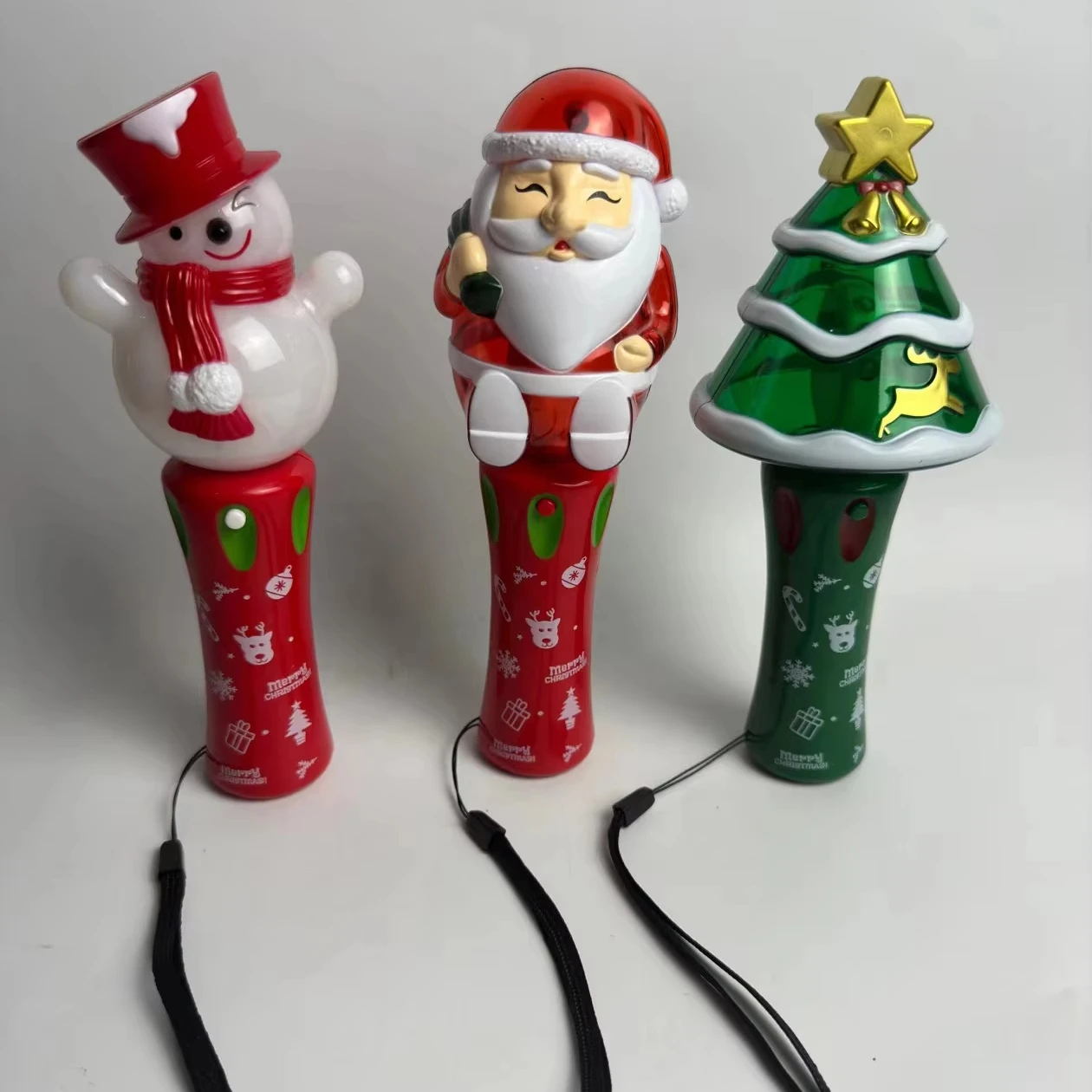 Christmas Light Up Toys Magic Led stick Flashing Colorful Fiber Optic christmas tree deer snowman santa shaped flash Wand