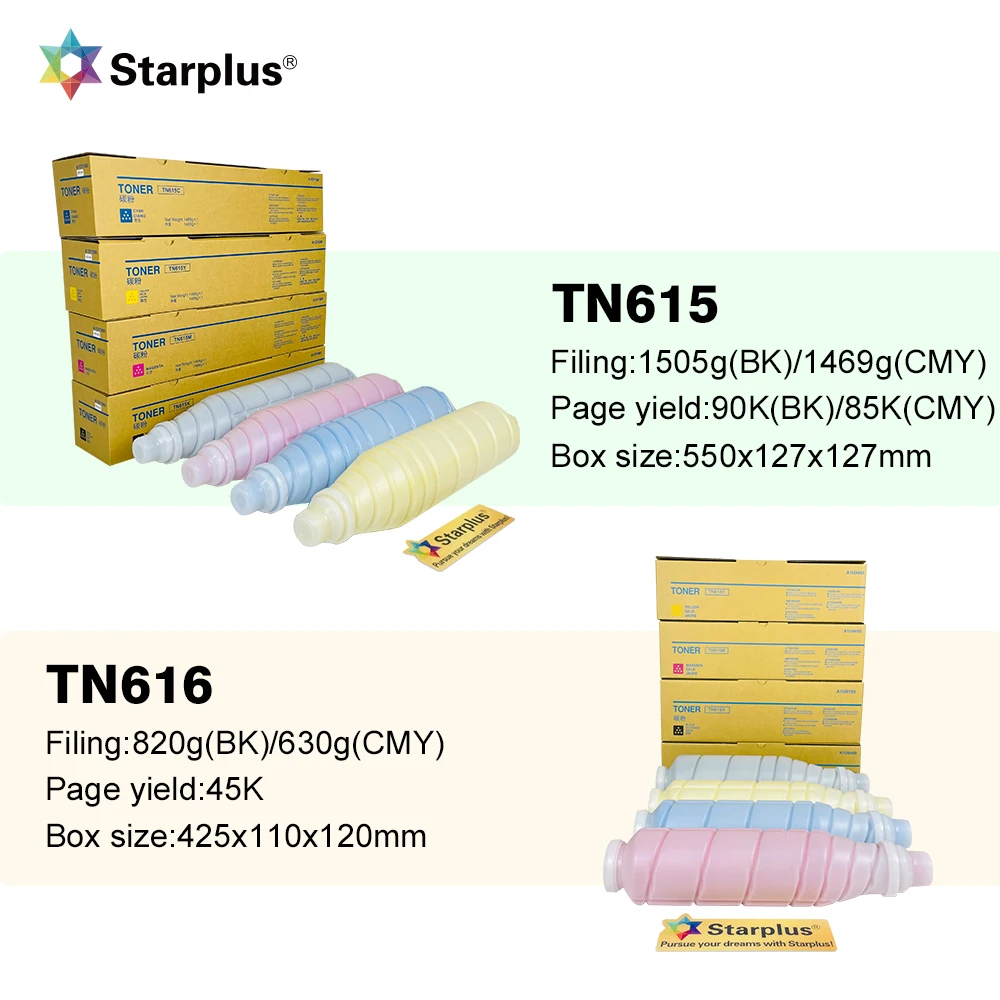 Starplus Compatible Toner Cartridge For Konica Minolta Bizhub TN613 TN619 TN622 TN321 TN328 TN615 TN616 TN324 color