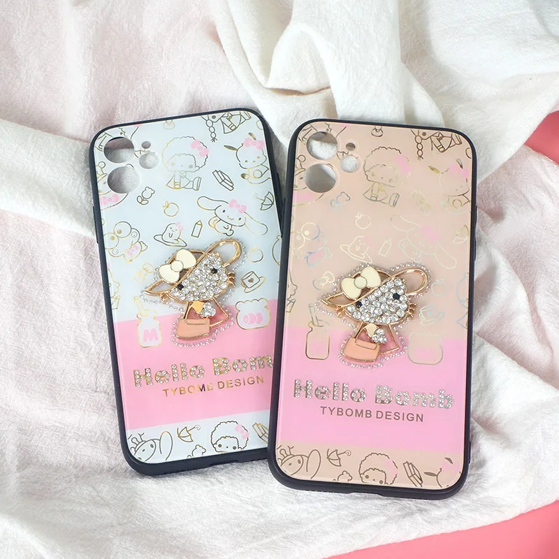 2021 новый роскошный чехол для телефона с алмазным рисунком Hello kitty для iPhone 12 11 Pro Max 7 8 Plus XR X Модный милый кот с блестками