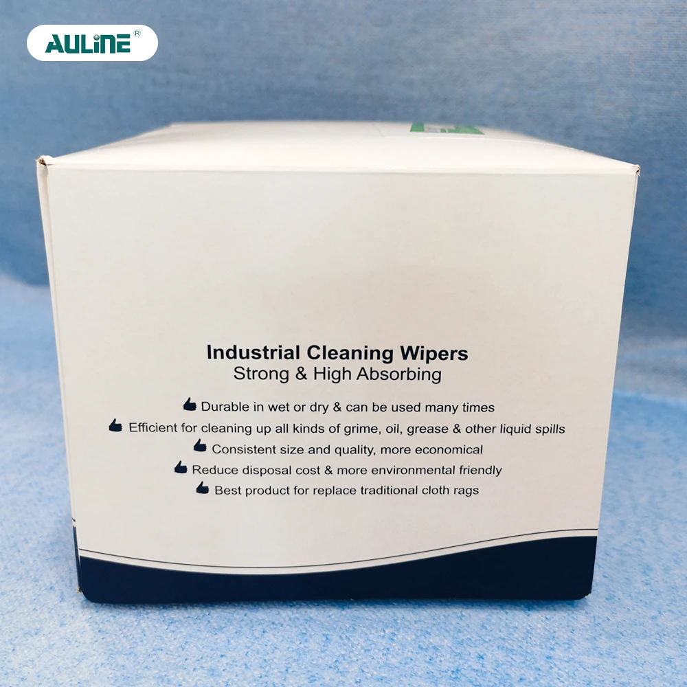 Wholesale Custom Boxed Industrial Dry Disposable White Spunlaced Nonwoven Cleaning Cloth Wipes
