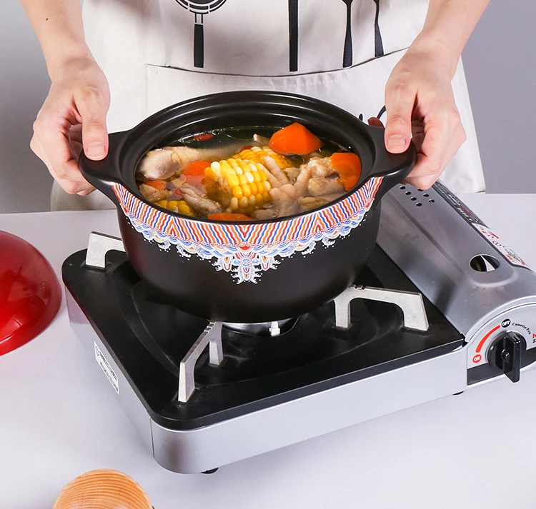 Factory Wholesale Commercial Ceramic Soup Pot Large Cooking Ceramic Pot Red