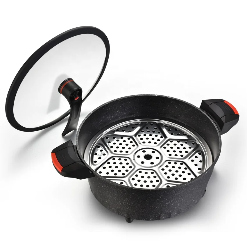 5L multifunctional electric cooking hot pot OEM non stick coating die cast casserole micro skillet low pressure cooker