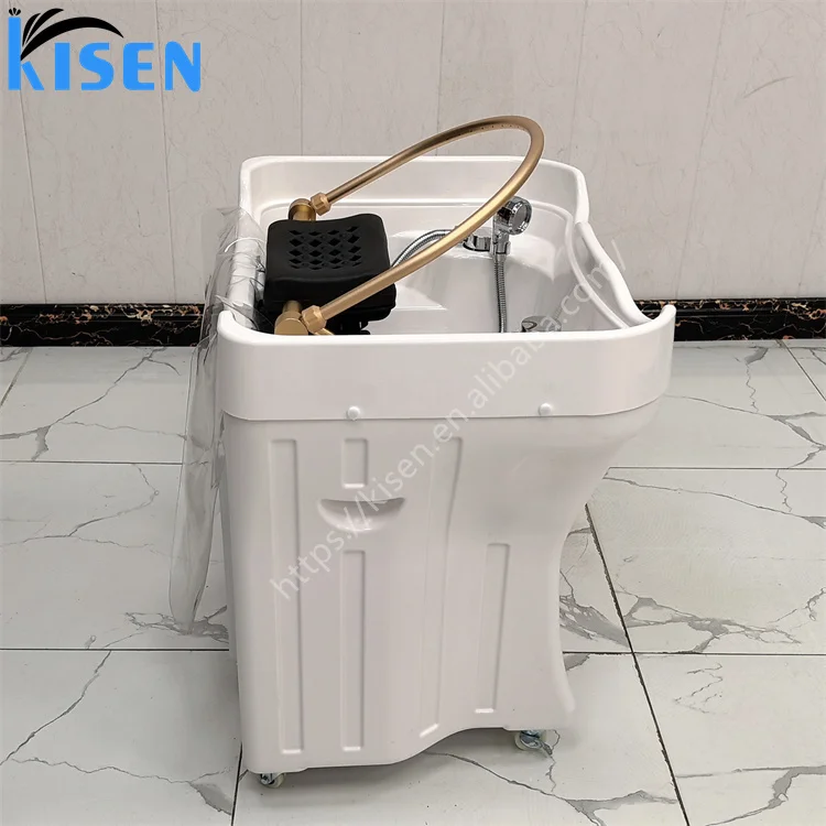 Kisen 2024 high end salon furniture head therapy hair wash portable shampoo basin 50L water tank with 25L waste tank & steamer