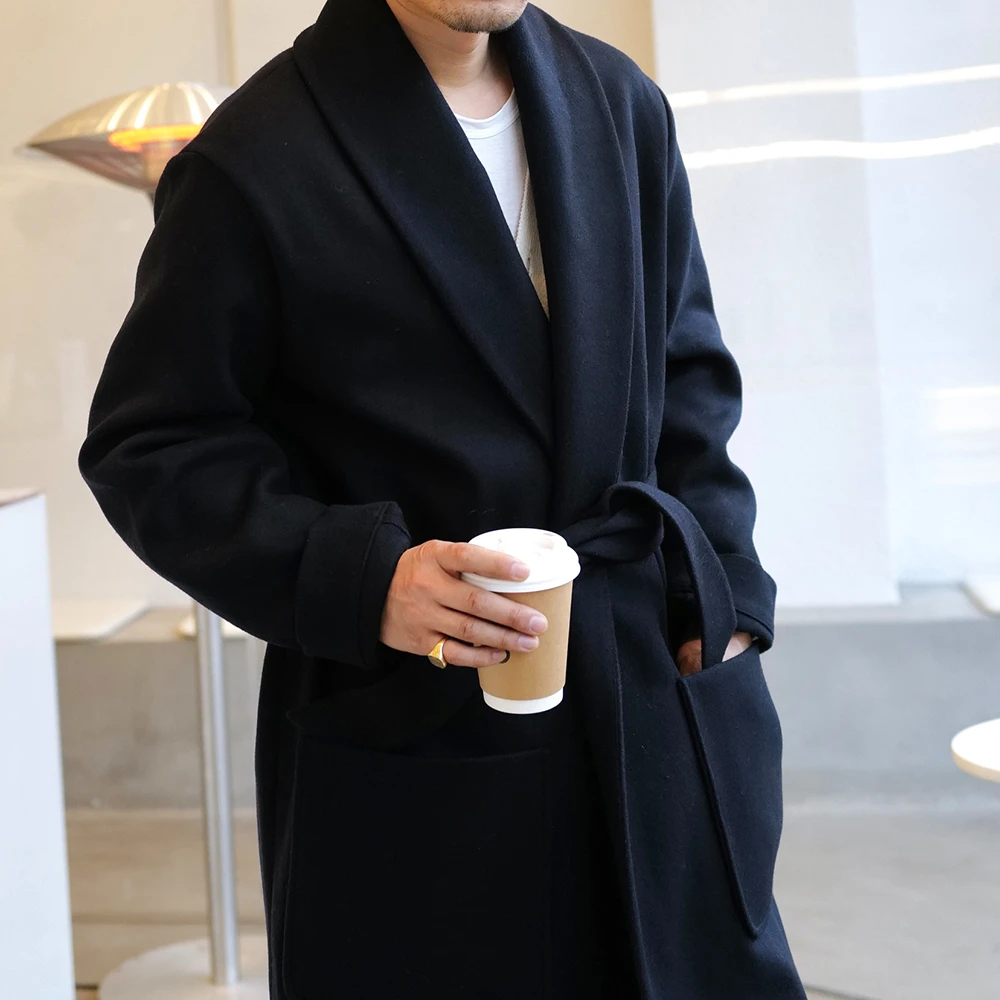 Excellent Wholesale Winter Mens Breathable Quick Dry Standard Open Stitch Black Loose Cotton Long Trench Overcoat