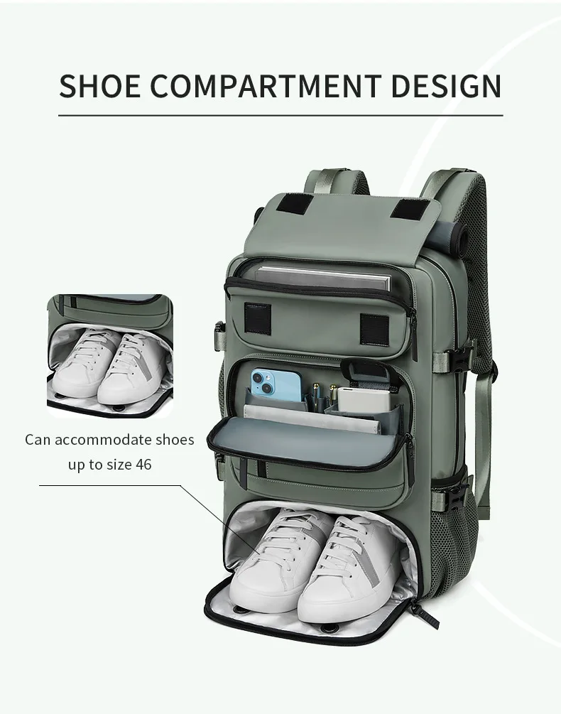 LX005 Wholesale Large Capacity Laptop Bags With Shoe Compartment USB Charging Port Business Travel Computer Duffle Backpack