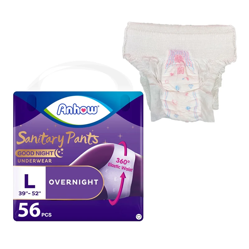 Menstrual Pants Sanitary Pads,women Night Use Sanitary Pant Cotton ISO Women Breathable Underwear Super Absorb Disposable 200ml