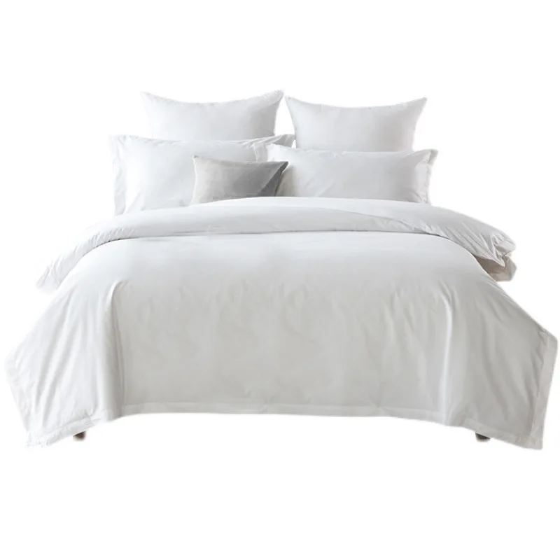 Hotel linen wholesale white bedding all cotton sateen Guesthouse quilt set bed sheet hotel four-piece set
