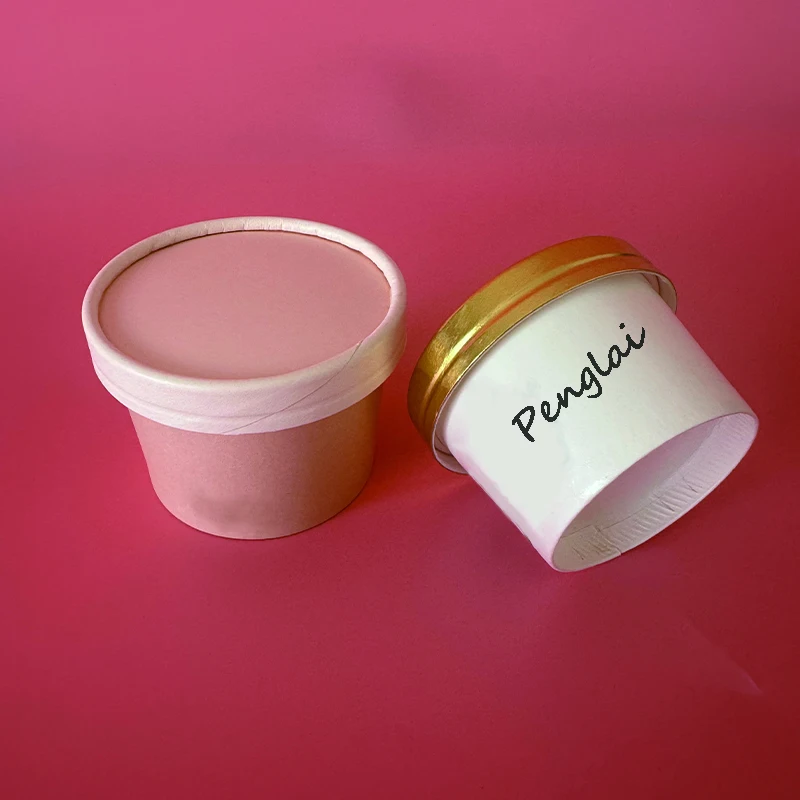 Food grade recycled disposable ice cream paper cup custom printed small 2 oz 3oz 4oz 5 oz ice cream paper cups with paper lid