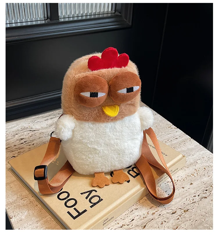 New cartoon giggling chicken diagonal cross bag cute claw machine doll exchange birthday gift doll coin purse