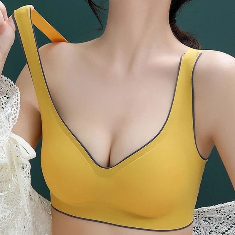 Seamless Bras for Women Push Up Underwear Bralette Top Comfort Cooling Gathers Shockproof Pad