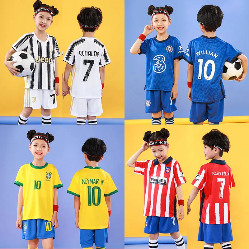 
2021 Colorful Football Jersey Children Soccer Clothes Set Boys Girls Kids Summer Training Uniforms Set 