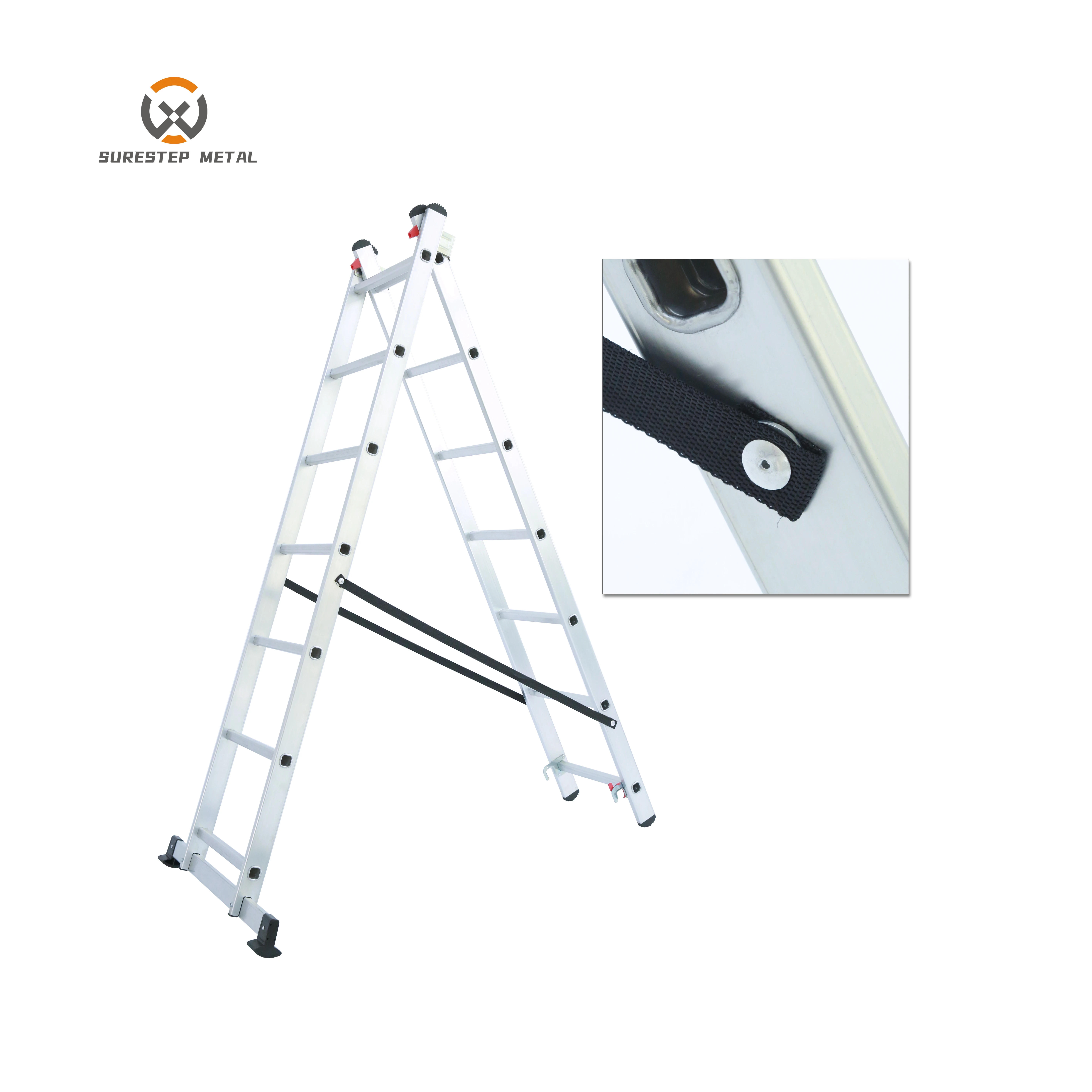 Manufacture aluminium Telescopic extension Firefighting Rope Ladder  Folding Extension Ladder