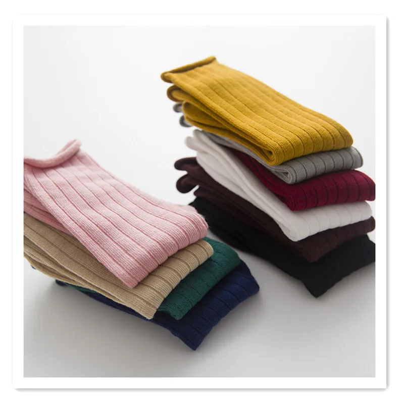 Premium Cotton Ribbed Crew Socks Wholesale Toddler Baby Boys Girls Organic Socks