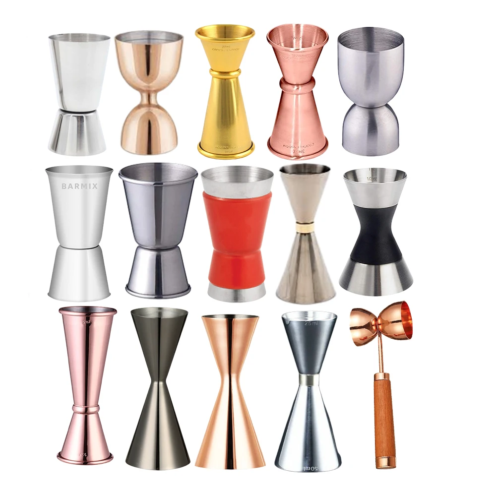 Stainless steel copper silver  golden cocktail jigger double sided bar jigger Japanese jigger with custom logo