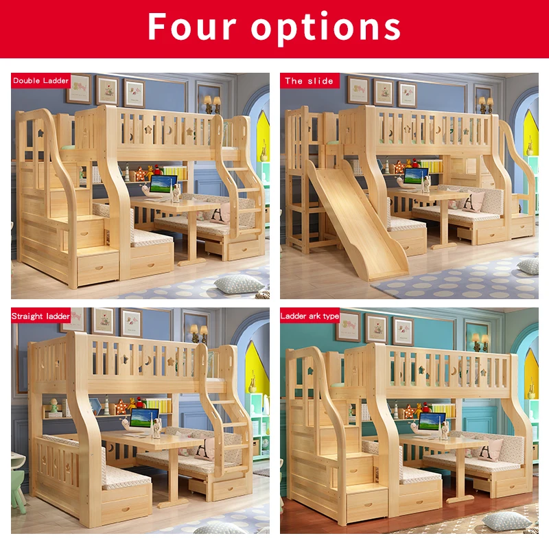 
Adult Double Kids Multifunction Muebles Loft Bunk Bed With Desk And Slide 