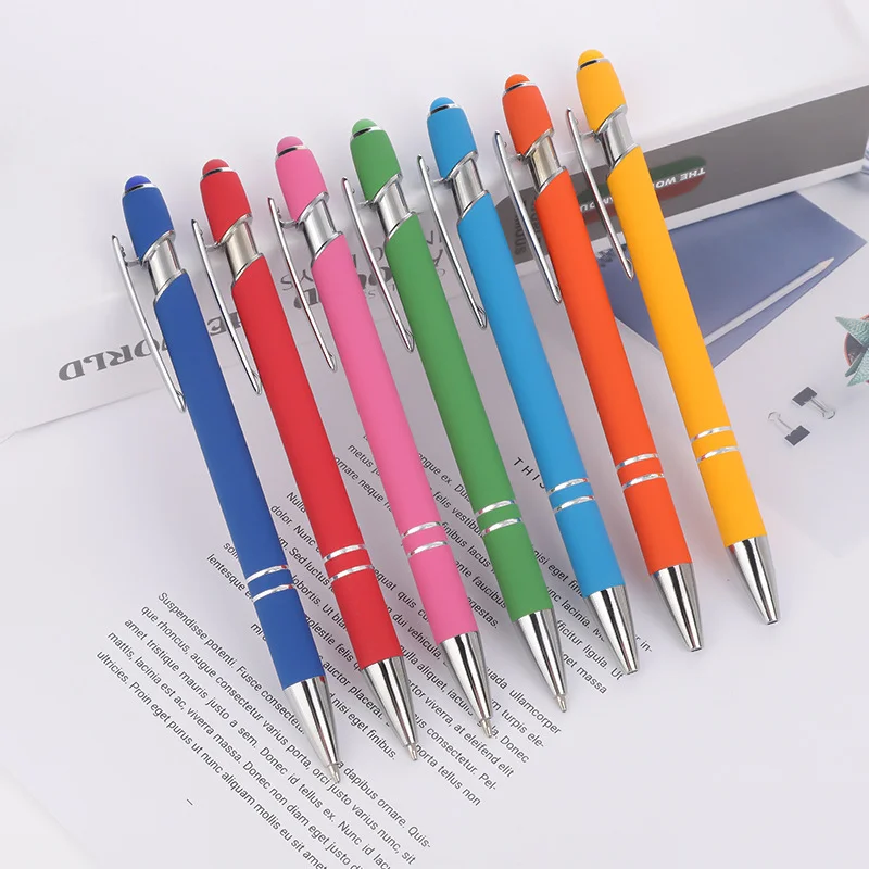X710 Promotional 2 In 1 Customized Ballpoint Pen Multi-colored Luxury Metal Stylus Ball Pen With Logo Printed For Office