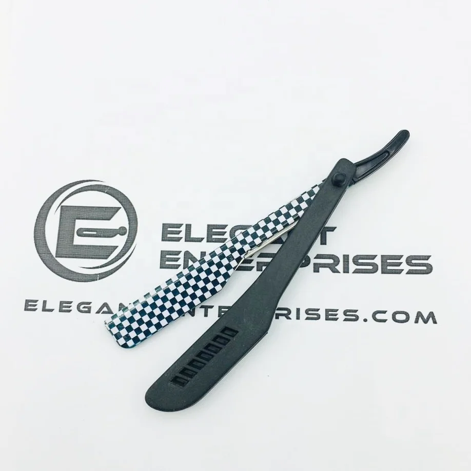 Three Pin Plastic Handle Professional Barber Razor Exposed Regular Blade Straight Shaving Razor Salon Customize Color