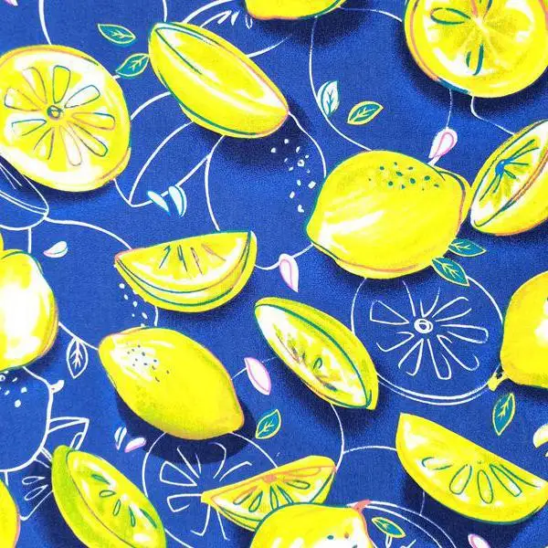 Custom Eco-friendly Cartoon Lemon Printed Kimono Baby 100% Organic Cotton Fabric