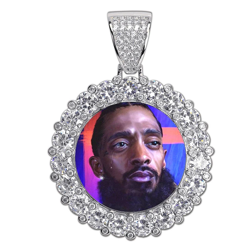 
Custom Photo pendant Memory Medallions picture Necklace Tennis Chain Hip Hop Jewelry Personalized Cubic Zircon Chains 