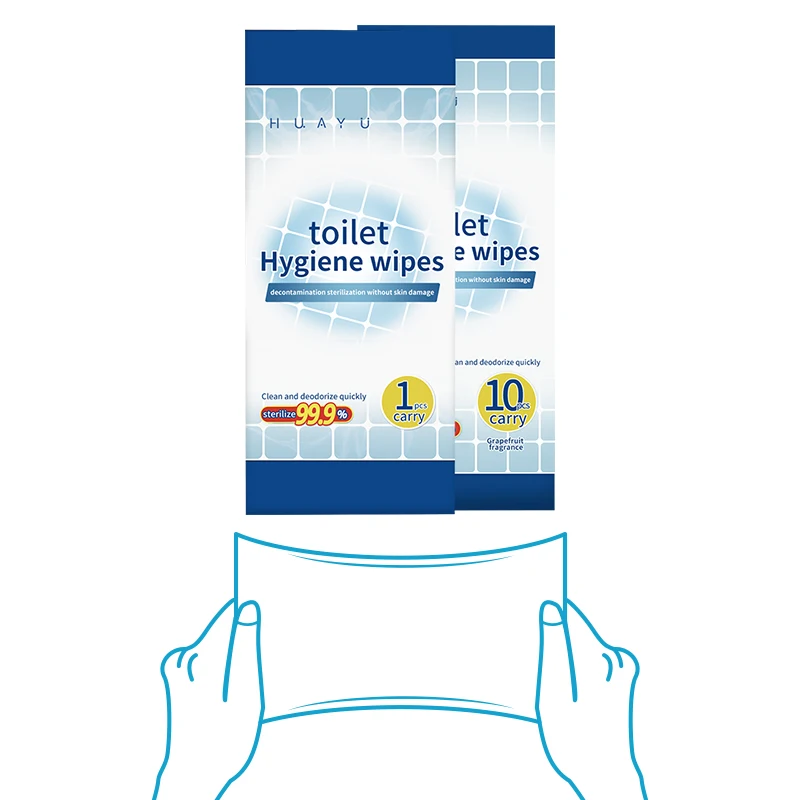 HUA YU Biodegradable Hot sale Cleaning Wet Wipes Toilet Clean wipe
