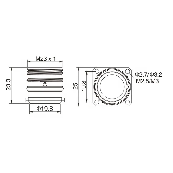 Finecables Waterproof Solder Panel Mount M23 6pin Connector with Flange
