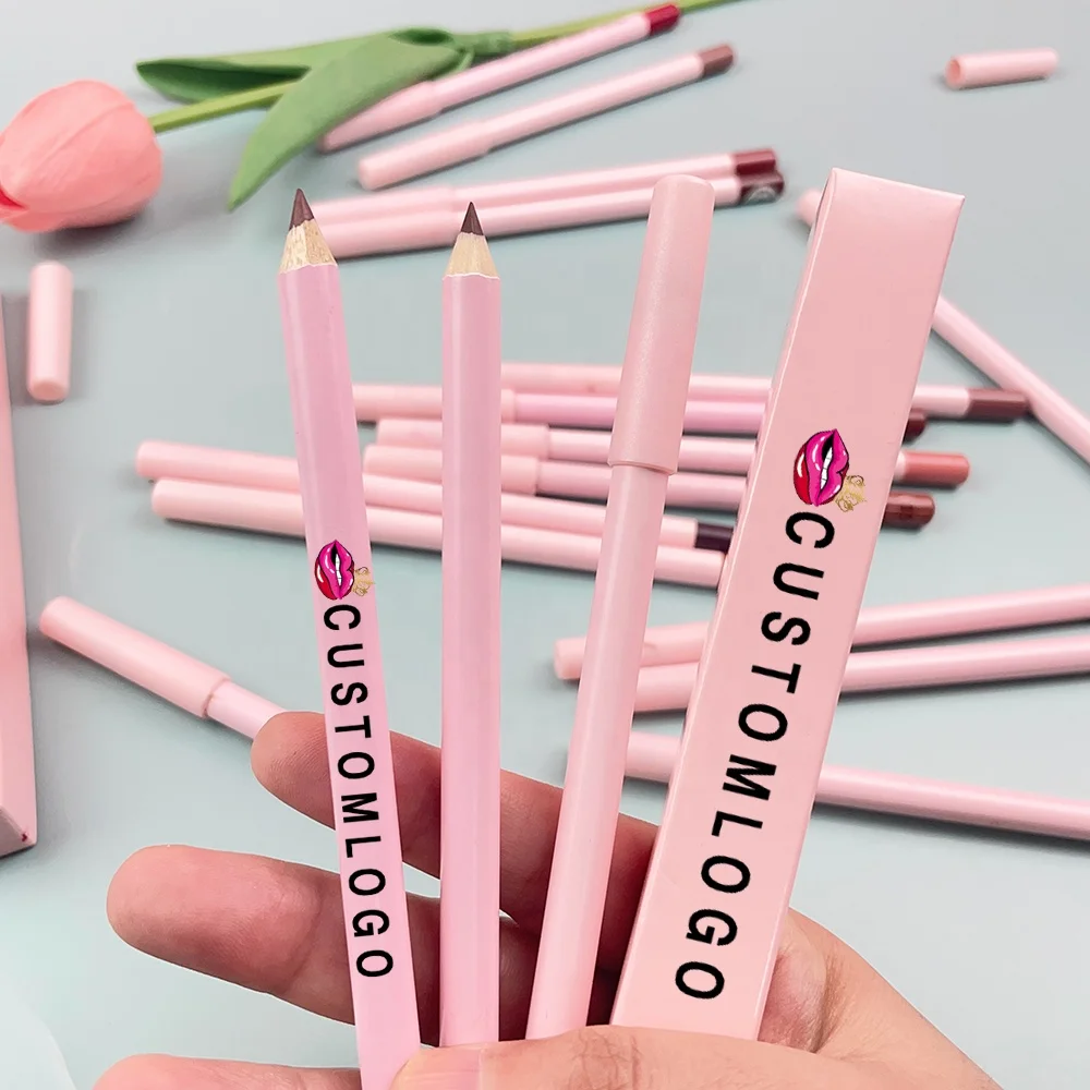 Luxury 24 colors lip liner private label vegan pink waterproof lip liner pencil  Lip Liner With Sharpener