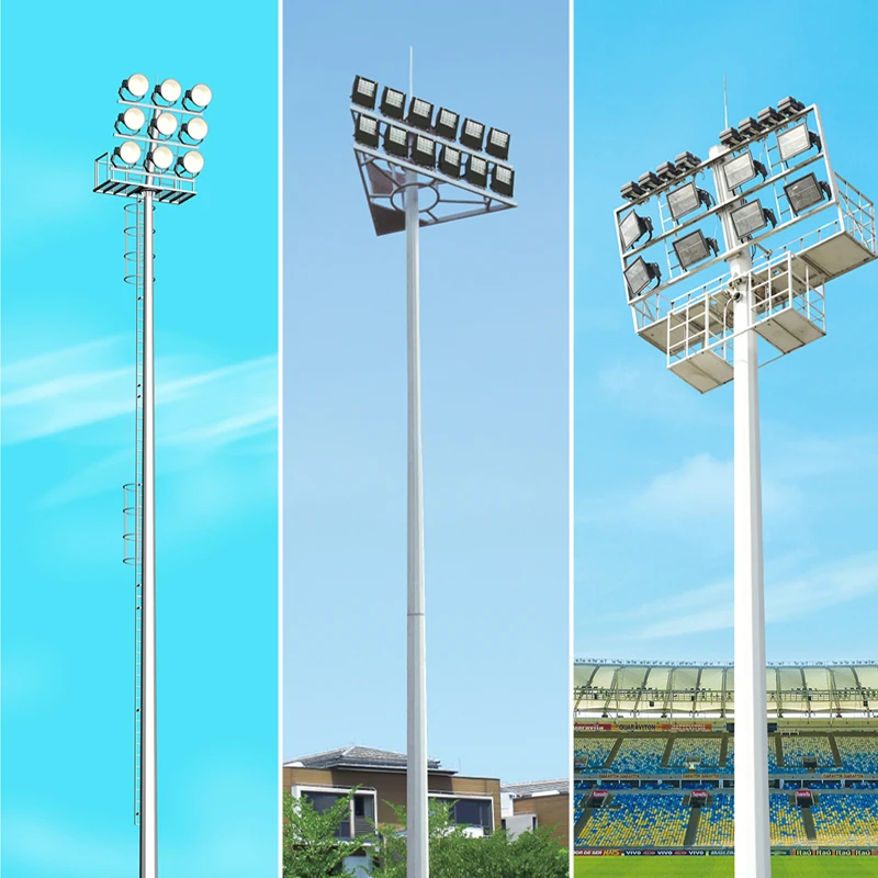 China supplier galvanized adjustable Tennis Court Light Poles For Football Playground