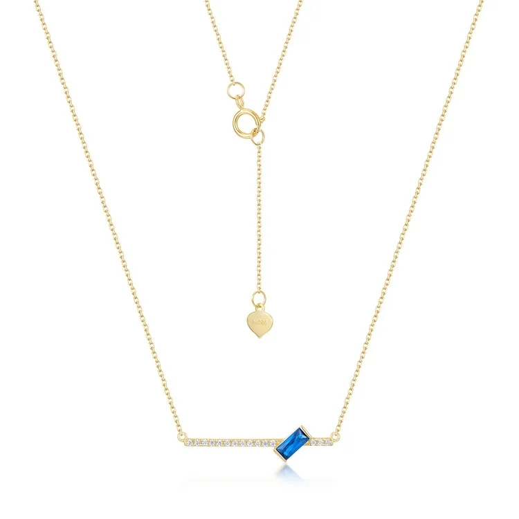 Unique Design Gold Necklace 14K Solid Gold Jewelry Wholesale Blue Stone Fashion Jewelry Diamond Charm 14K Necklace Gold