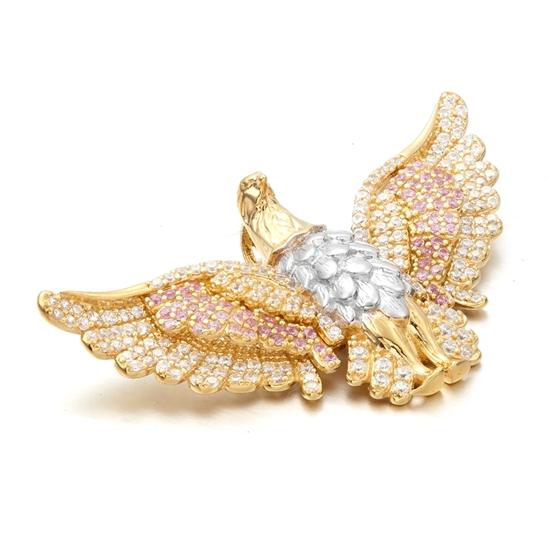 18K Gold Plated Eagle Charms Shiny Zircon Jewelry Pendant For Men Women Gift