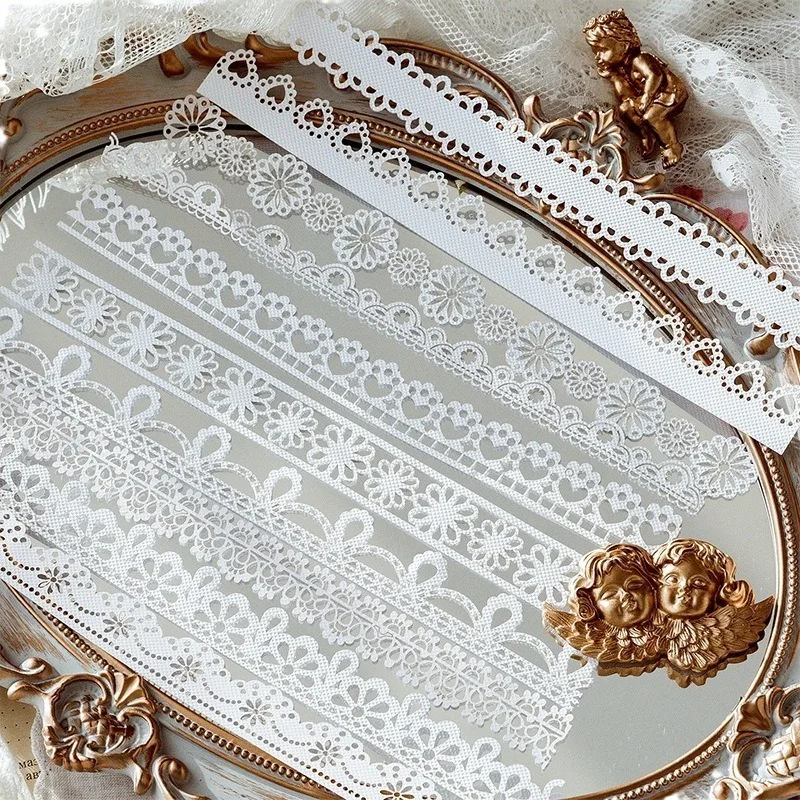 Vintage Scrapbooking Supplies Cutout Lace Scrapbook Paper Assorted Patterns for DIY Aesthetic Stationery Craft Decorative