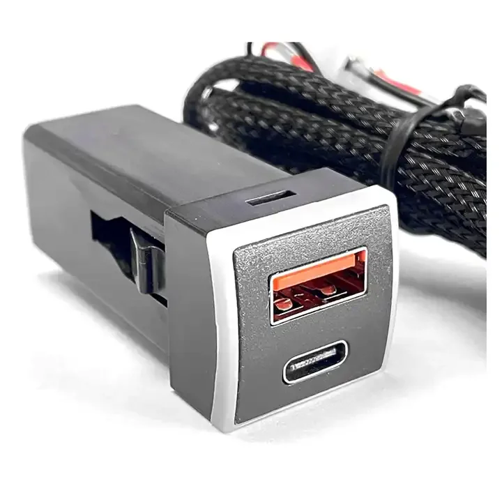 Led light Square style Square style  DC12V/24V  PD QC3.0 USB Car Charger For Toyota