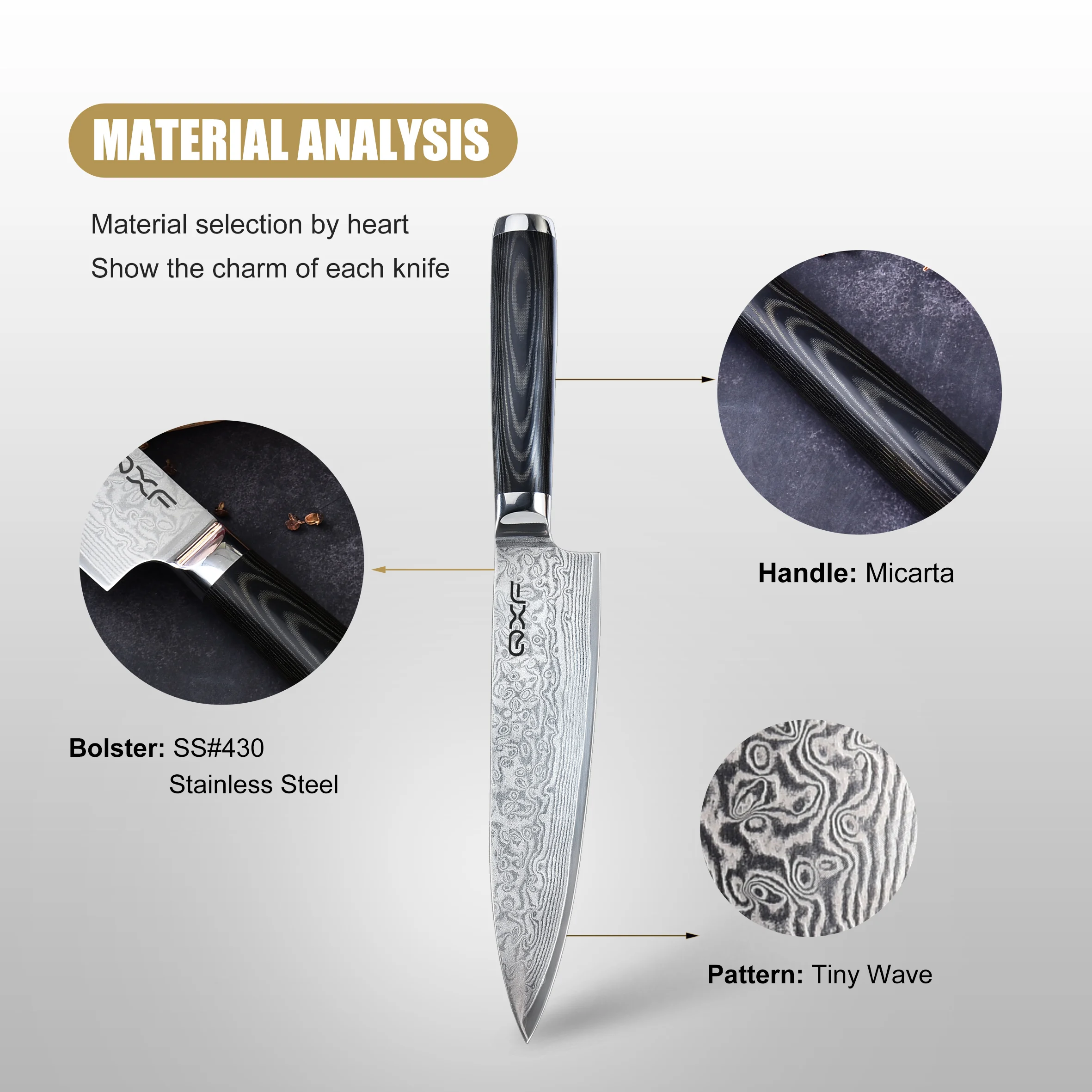 8 Inch Professional VG-10 Damascus Steel Kitchen Knives Chef Knife with Micarta Handle