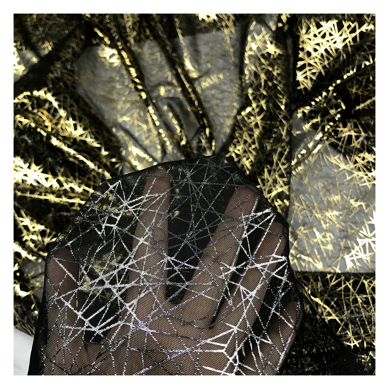 The Factory Outlet No Moq Shiny Foil Printing Mesh Good Quality Metallic Fabric for Clothing or Stage Wear